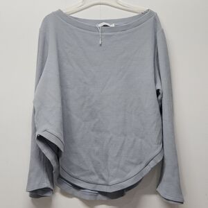 By Egreis Thermal Waffle Knit Pullover Top Sweater XXL Wide Boatneck Curved Hem